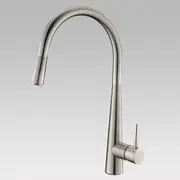 Round Brushed Nickel Pull Out Kitchen Sink Mixer Tap
