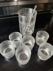 Vintage Princess House Drink Mixer/Cocktail Pitcher With Stirrer & 6 Glasses
