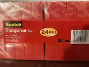 SCOTCH TRANSPARENT TAPE 24ROLLS IN ONE PACK SHOWN NEW ORIGINAL PACKAGE