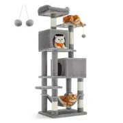 61-Inch Cat Tree for Indoor Cats with 5 Scratching Posts, 2 Perches, Hammock