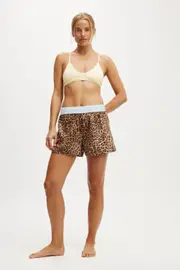 [Body] Body - Flannel Boyfriend Boxer Short - Leopard print 2XS LEOPARD PRINT