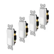 3 Way Light Switch Rocker in Wall On Off Rocker Paddle Interrupter UL Listed × 4