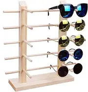 TANG SONG Solid Wood Glass Display Holder Sunglass Display Holder Wood Glass Display Rack Double Linen Glass Showcase