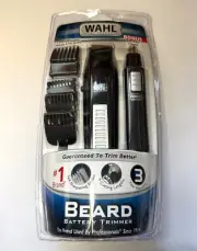 WAHL Battery Beard Trimmer with Bonus Nose & Ear Trimmer • Model 5537-1801 • NEW