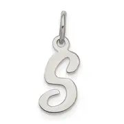 Sterling Silver Rhodium-Plated Script Letter S Initial Charm