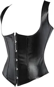 [Hengzhifeng] Underbust Corset Tops for Women Steampunk Faux Leather Bustiers Party