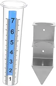 Rain Gauge with Stainless Steel Rack Holder Rainfall Measuring Device for Outdoor Garden Patio Rain Measurement Tool