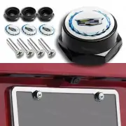 1 SET For White Cadillac metal car license plate frame screw bolt cap cover nuts