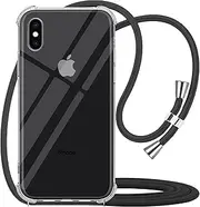 Crossbody Case for iPhone X,Crossbody Case for iPhone Xs, Clear Transparent TPU Soft iPhone X/XSCover Holder with Neck Cord Lanyard Strap-Clear