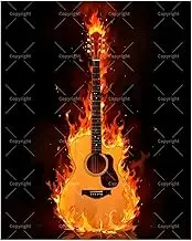 TAOPAOLAB Music Paint by Numbers Kit for Adults - DIY Burning Guitar Painting on Canvas 16x20In, Acrylic Paint Set, Suitable for Beginners, Rock Art for Home Decoration or Gifts