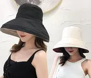 [Ling88] Hat Women Bucket Hat Double Sided Colour Summer Sunshade Sunscreen Foldable Sun Hat Beach Vacation Korean Style Wide Brim Big Brim Hat -2