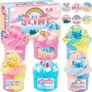 Slime Collection, 6 Colors with Charms, Soft Non-Sticky Kids Slime, Assorted Decorative Toppings