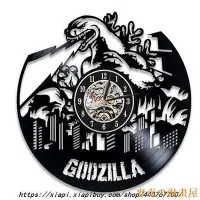 在飛比找Yahoo!奇摩拍賣優惠-麥克の漫畫屋【】 黑膠掛鐘 哥吉拉掛鐘 Godzilla 時