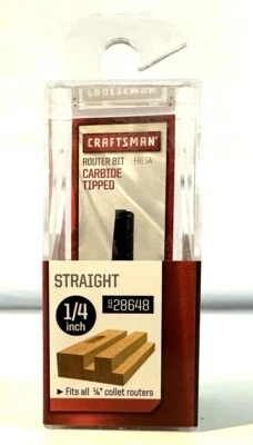 NEW CRAFTSMAN 1/4" STRAIGHT CARBIDE TIPPED ROUTER BIT 28648 9-28648 1/4" SHANK