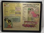 Vintage Bubble Yum & Comic Ad Wall Art Framed 11”x 14”