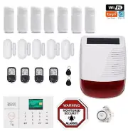 Wireless Home security WiFi app Control DIY Office Alarm System + Solar Siren