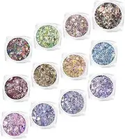 Baluue 12 Sets Glitter Sequins for Nail Art Manicure Crafting Decals