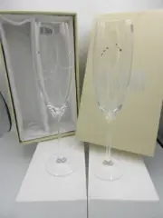 OLEG CASSINI CHAMPAGNE FLUTES PAIR TIARA CUT & BLING CRYSTAL NEW OLD STOCK BOXED