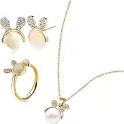 [FOMIYES] 1 Set Rabbit Jewelry for Women Bunny Earrings Ring Necklace Cute Rabbit Shaped Accessories for Special Occasions Durable Design