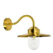 CLA Lighting Payong Exterior Sun Hat Shape with Clear Glass Wall Light IP44 Brass