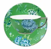 Wedgwood Chinoiserie Green Tea Cup Jasper Conran Collection Saucer Bone w/Box
