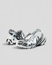 [Crocs] Crocs Girls' Kids' Marble Classic Clogs Shoes in Black/White Size 8 8 Black/White