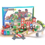 【免運現貨】一點木製軌道 小火車套裝 139件電動玩具 拼裝2-7歲男孩積木 質拼裝玩具 KZVK