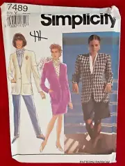 Vintage Simplicity Pattern 7489 Misses' Pants Skirt & Jacket Sewing Project (H)