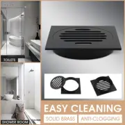 Square Matt Black 110x110mm Bathroom Shower Floor Grate Waste Drain 100mm Outlet