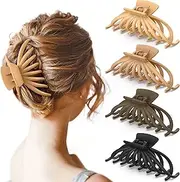 OPAUL Hair Clips for Thick Hair, 4 Pack - Extra Large Hair Claw Clips for Women, 4.75" Hair Accessories for Women Girls Gifts, Neutral 4 Colors: Blonde, Caramel, Chestnut, Black