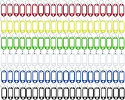 Key Tag Assorted Color Plastic Coded Key ID Label Tags Split Ring Keyring - with Label Window Ring Holder (120)