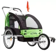 NNEMB Kids Bike Trailer Bicycle Pram Stroller Children Jogger Green