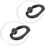 JCHIEN Phone Ring Holder - Transparent Universal Finger Grip Kickstand Cell Phone Ring Stand Holder Compatible with iPhone Samsung Smartphones 2 Pack - Black