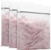 3Pcs Durable Honeycomb Mesh Laundry Bags for Delicates 16 X 20 Inches (3 Large)