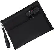 [Generic] Lockable Money Bag - Accessories Pouch | Fashion Double-Layer Locked Wallet for Cash Bank Men Women Notary Supplies Secure Document Organization