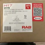 RAB Round LED HighBay White 100/80/60W 30/40/50K H17S Hang Hook Mount