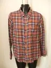 Lucky Brand XS Button Front Shirt Pink Blue Plaid Rayon Long Sleeve NWT Hi Low