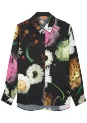 Stine Goya Foliage Floral-print Satin Shirt - Black - M (UK12 / M) M (UK12 / M)