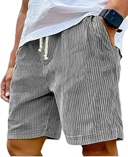 [Generic] Mokaloha Men's Corduroy Shorts, Pacificozy Casual Summer Beach Shorts with Drawstring Elastic Waist, Loose Fit Lightweight Shorts with Pockets
