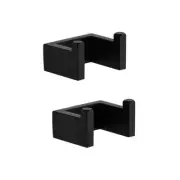 Double J-Hook Robe/Towel Hook in Stainless Steel Matte Black (2-Pack)