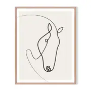Line Horse Framed Printed Wall Art - Timber