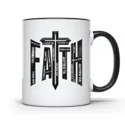 INSPIRATIONAL SCRIPTURE MUG FAITH CROSS DESIGN COFFEE CUP BIBLE VERSE ARTWORK