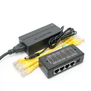 4 Ports Gigabit Passive PoE injector midspan Ethernet Adapter 48V1A 48Watt PSU
