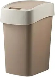 Slim Plastic Rectangular Trash Can with Rocking Cover Wastebasket Garbage Container Bin for Bathroom Kitchen 25L