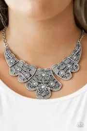 Paparazzi Jewelry - Mess With The Bull - Silver Necklace & Earrings