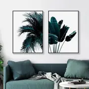 Modern Dark Green Palm Tree 2 sets Canvas Prints