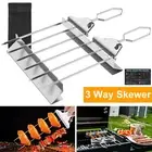 2Pcs Kabob Skewers Set with Oil Brush Barbecue Chart and Small Holder weQGE