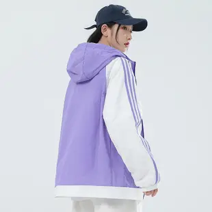 Adidas 三葉草皮膚衣 輕薄透氣速乾冰感防曬衣 UPF50+ 男生外套 女生外套 寬鬆連帽防風衣拼色外套 紫外線防曬服 戶外運動外套騎行服