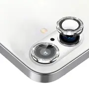 Tough On Camera Lens Protector Tempered Glass Individual Ring for iPhone 16 Plus - Silver Diamond