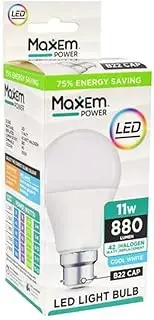 MaxEm Power 11W B22 Cap LED Light Bulb, Warm White